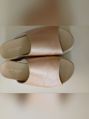 Ilse Jacobsen Metallic Champagne Slide Sandals (38)